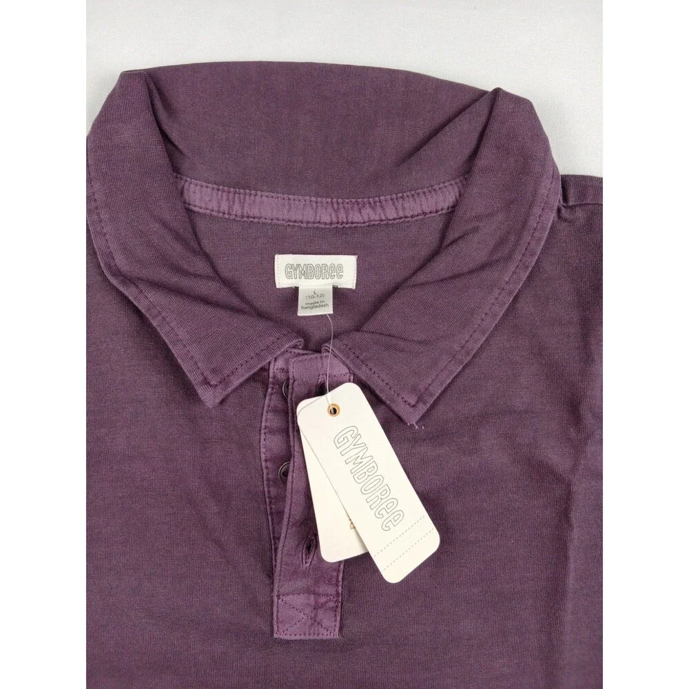 NWT Gymboree Boys Polo Shirt Size L 10-12 Purple Plum Short Sleeve Jumper